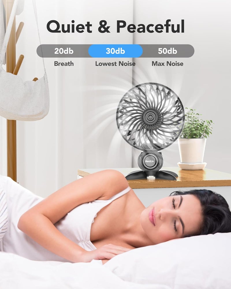 AaoLin USB Small Fan, Desk Fans with CVT Variable Speeds, Strong Cooling Airflow, Quiet Portable, Desktop Mini Personal Fan for Room, Home,Office, Bedroom-USB Powered (Black-02) - Image 3